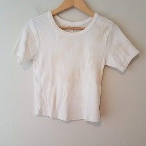 Fabletics Women's Small Cora Slim Tee Oat Tie Dye Ribbed Fixed Silhouette NWT